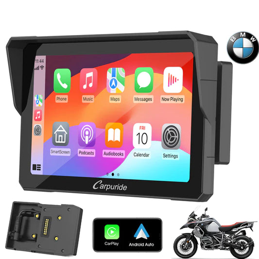 Carpuride W702B Wireless Portable Motorcycle Stereo with BMW Motorcycles Bracket