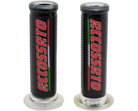 Accossato Racing Grips With Red Accossato Sign - Drilled (GR002-F)