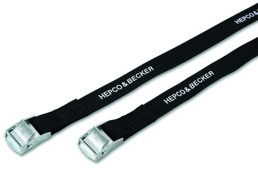 HEPCO BECKER STRAPS 1.8M WITH METAL BUCKLE - PAIR (BLACK)