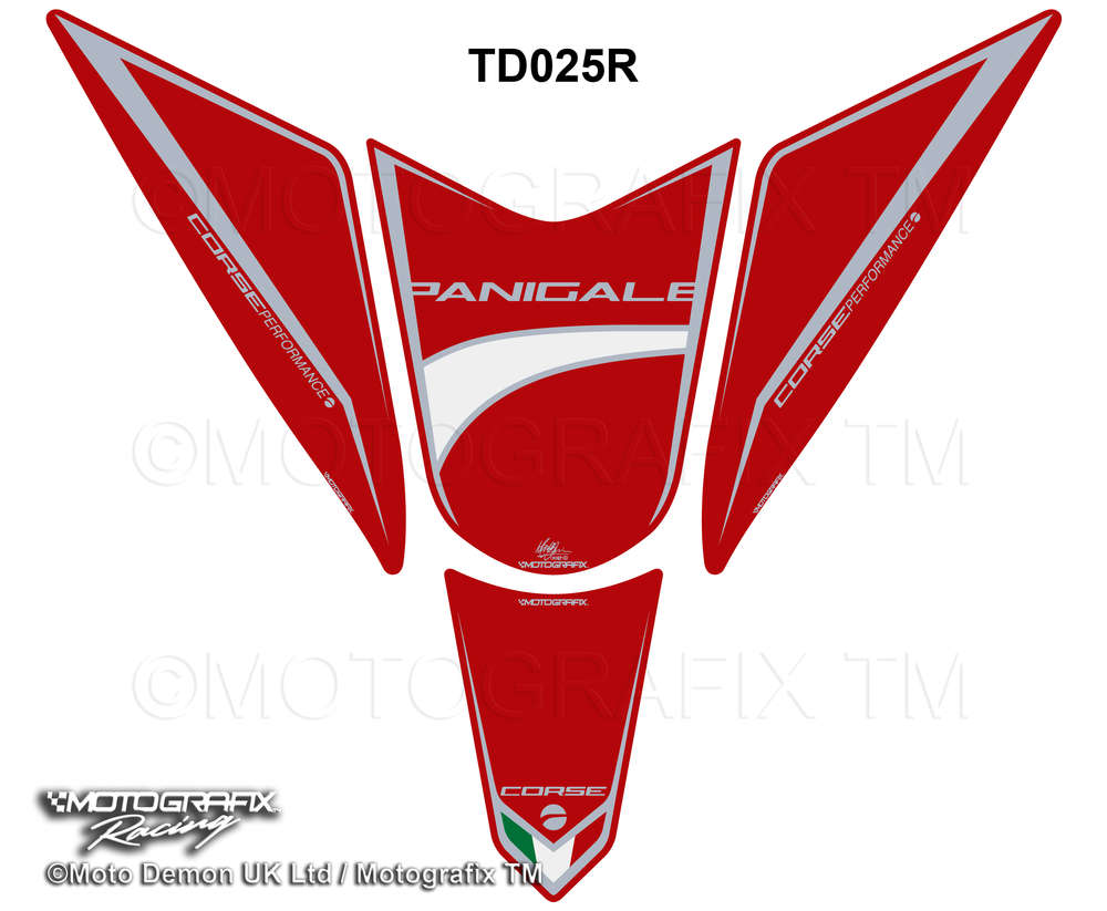 Motografix 3D Gel Tank Pad Protector For Ducati Panigale 1299 & 959 (2015-19)(Red)