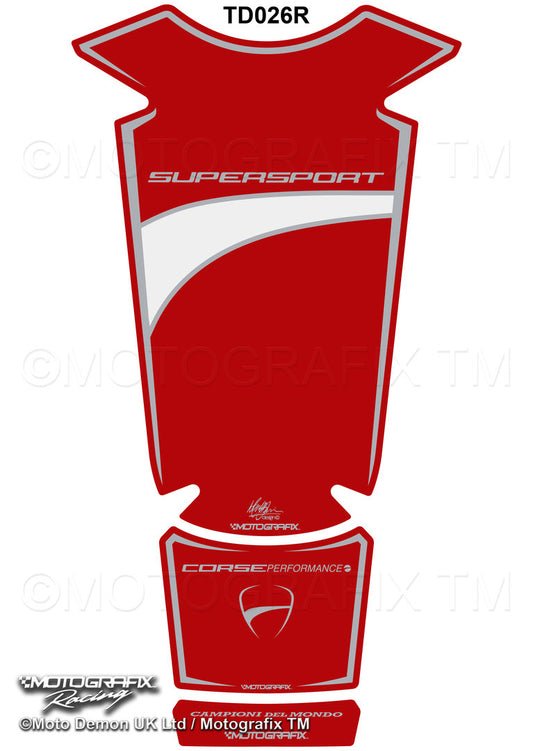 Motografix 3D Gel Tank Pad Protector For Ducati Supersport (2016-19) (Red) Motografix