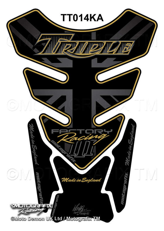Motografix Truimph Speed Triple R Black Gold Motorcycle 3D Gel Tank Pad Protector