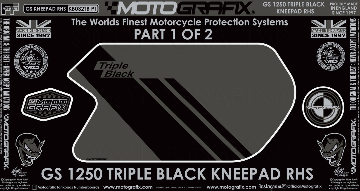 Motografix Tank/Knee Section Paint Protector For BMW R1250GS Adventure Triple Black (2021-22